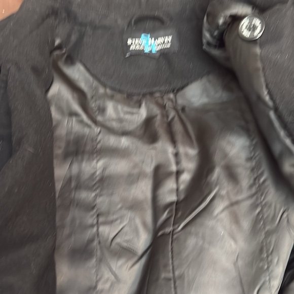 Black Wool Steve Harvey Dress coat.  Nice.  With belt. - Picture 4 of 5